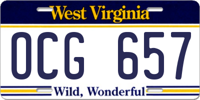 WV license plate OCG657