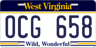 WV license plate OCG658