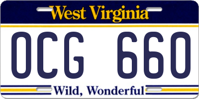 WV license plate OCG660