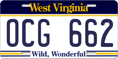 WV license plate OCG662