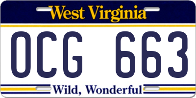 WV license plate OCG663