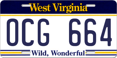 WV license plate OCG664