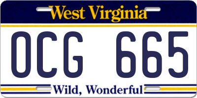 WV license plate OCG665