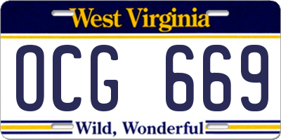 WV license plate OCG669