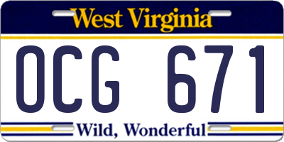 WV license plate OCG671
