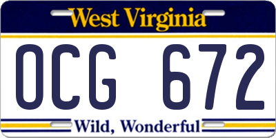 WV license plate OCG672