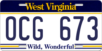 WV license plate OCG673