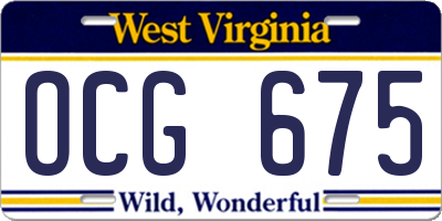 WV license plate OCG675