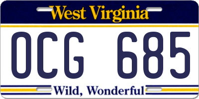 WV license plate OCG685