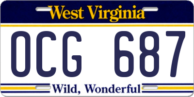 WV license plate OCG687