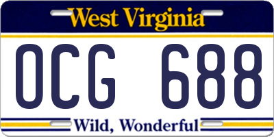 WV license plate OCG688