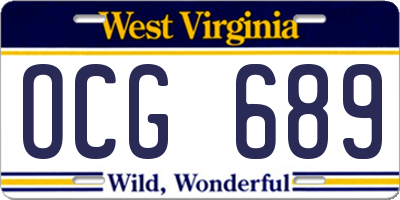 WV license plate OCG689