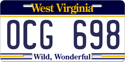 WV license plate OCG698