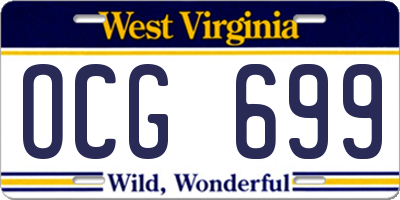 WV license plate OCG699