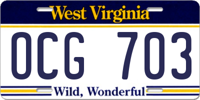 WV license plate OCG703