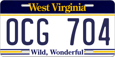 WV license plate OCG704