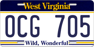WV license plate OCG705