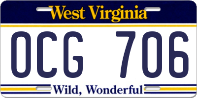 WV license plate OCG706