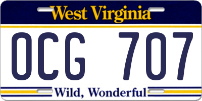 WV license plate OCG707