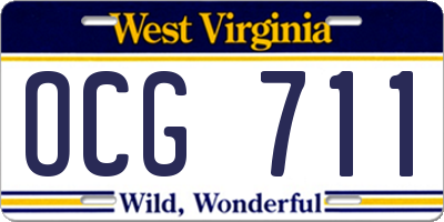 WV license plate OCG711
