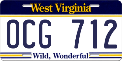 WV license plate OCG712