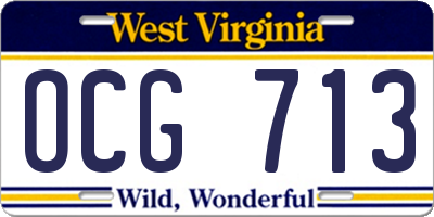 WV license plate OCG713