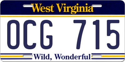 WV license plate OCG715