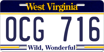 WV license plate OCG716