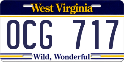 WV license plate OCG717