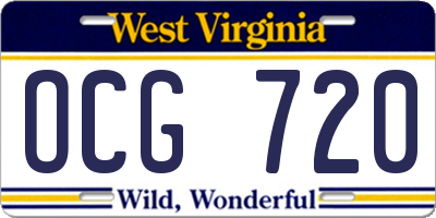 WV license plate OCG720