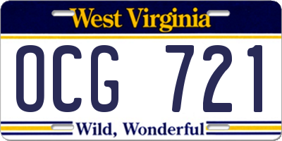WV license plate OCG721