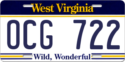 WV license plate OCG722