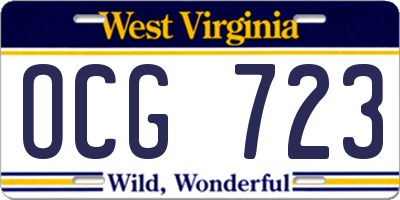 WV license plate OCG723