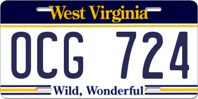 WV license plate OCG724
