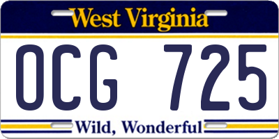 WV license plate OCG725