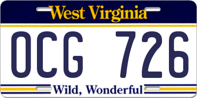 WV license plate OCG726