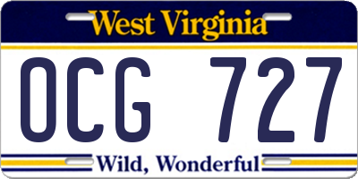 WV license plate OCG727