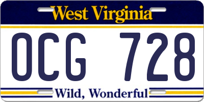 WV license plate OCG728