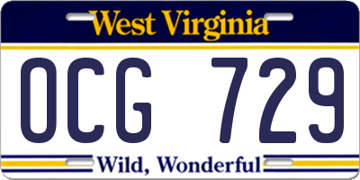 WV license plate OCG729