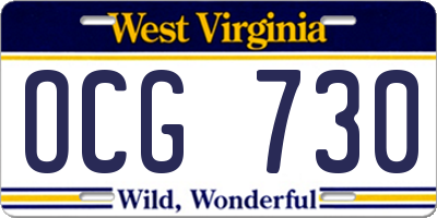 WV license plate OCG730