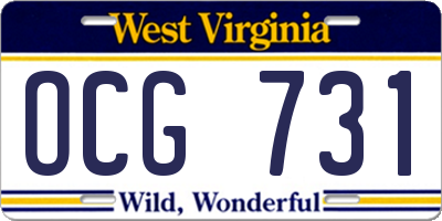 WV license plate OCG731
