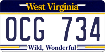 WV license plate OCG734