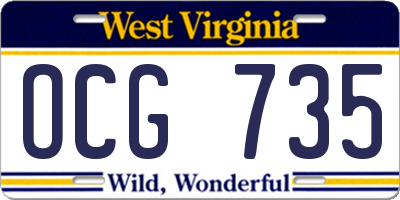 WV license plate OCG735