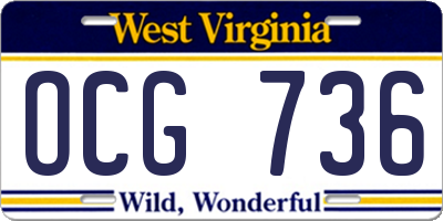 WV license plate OCG736