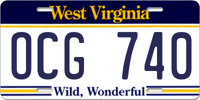WV license plate OCG740