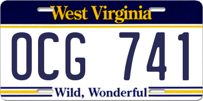 WV license plate OCG741