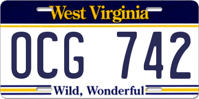 WV license plate OCG742