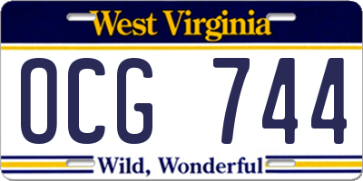 WV license plate OCG744