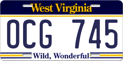 WV license plate OCG745
