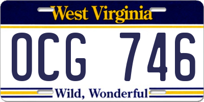WV license plate OCG746